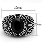 Jewellery Kingdom Silver Signet Jet Pinky Oval Detailed Classy Ring (Black) - Rings - British D'sire