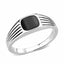 Jewellery Kingdom Silver Signet Pinky Epoxy Jet Stainless Steel Smart Classy Mens Black Ring - Jewelry Rings - British D'sire