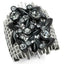 Jewellery Kingdom Silver Stainless Steel Cubic Zirconia Bezel Wide Weave Ladies Black Ring - Jewelry Rings - British D'sire
