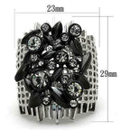 Jewellery Kingdom Silver Stainless Steel Cubic Zirconia Bezel Wide Weave Ladies Black Ring - Jewelry Rings - British D'sire