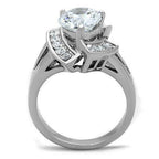 Jewellery Kingdom Silver Stainless Steel Dress 4ct Realistic Cubic Zirconia Ladies Cz Ring - Jewelry Rings - British D'sire