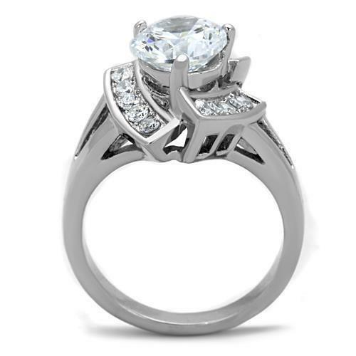 Jewellery Kingdom Silver Stainless Steel Dress 4ct Realistic Cubic Zirconia Ladies Cz Ring - Jewelry Rings - British D'sire