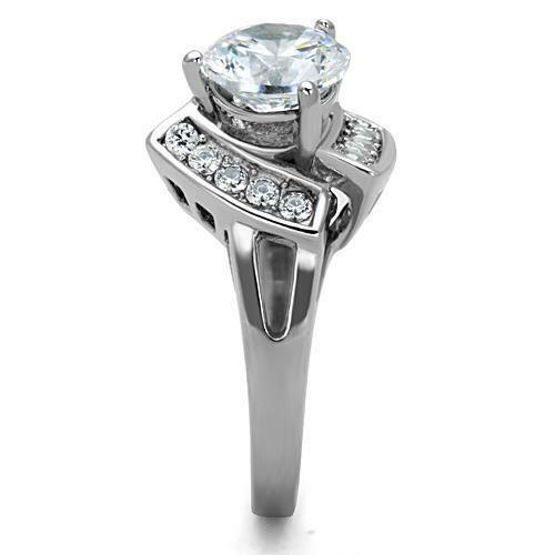 Jewellery Kingdom Silver Stainless Steel Dress 4ct Realistic Cubic Zirconia Ladies Cz Ring - Jewelry Rings - British D'sire