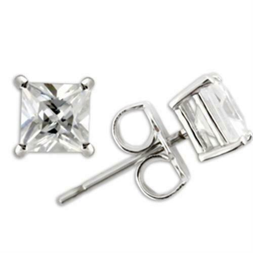Jewellery Kingdom Silver Stud Princess Cut Sterling Silver Cubic Zirconia Earrings Secondary image