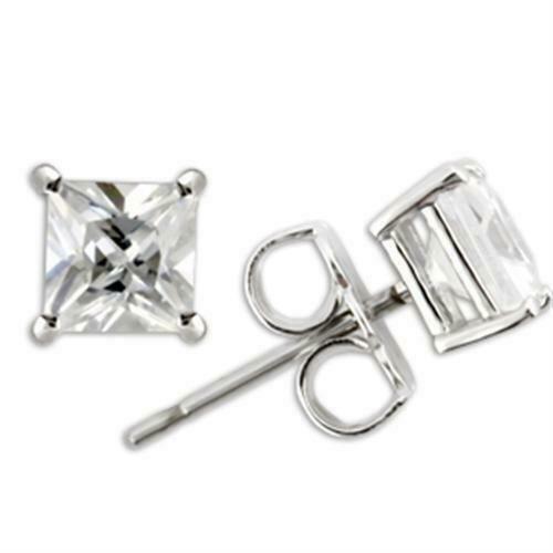 Jewellery Kingdom Silver Stud Princess Cut Sterling Silver Cubic Zirconia Earrings - Jewelry Rings - British D'sire