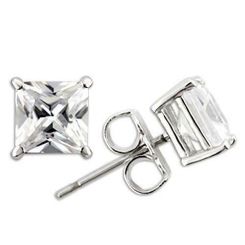 Jewellery Kingdom Silver Stud Princess Cut Sterling Silver Cubic Zirconia Earrings - Jewelry Rings - British D'sire Main image