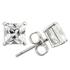 Jewellery Kingdom Silver Stud Princess Cut Sterling Silver Cubic Zirconia Earrings - Jewelry Rings - British D'sire