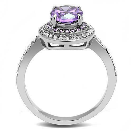 Jewellery Kingdom Simulated Diamond Oval Band Purple Amethyst Stainless Steel Ring - Jewelry Rings - British D'sire Main image