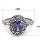 Jewellery Kingdom Simulated Diamond Oval Band Purple Amethyst Stainless Steel Ring - Jewelry Rings - British D'sire