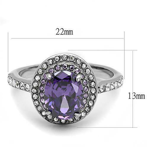 Jewellery Kingdom Simulated Diamond Oval Band Purple Amethyst Stainless Steel Ring - Jewelry Rings - British D'sire
