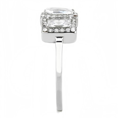 Jewellery Kingdom Simulated Diamonds Art Deco Anniversary Silver Emerald Cut Ladies Ring - Jewelry Rings - British D'sire