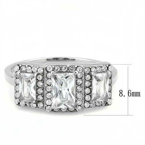 Jewellery Kingdom Simulated Diamonds Art Deco Anniversary Silver Emerald Cut Ladies Ring Secondary image