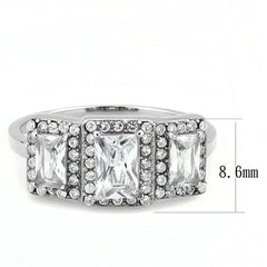 Jewellery Kingdom Simulated Diamonds Art Deco Anniversary Silver Emerald Cut Ladies Ring - Jewelry Rings - British D'sire