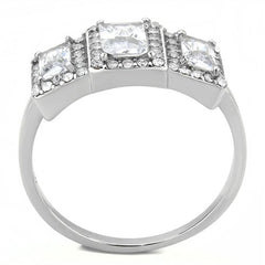 Jewellery Kingdom Simulated Diamonds Art Deco Anniversary Silver Emerald Cut Ladies Ring - Jewelry Rings - British D'sire