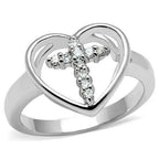 Jewellery Kingdom Simulated Diamonds Flat Ladies Elegant Pretty Hear Cross Ring - Jewelry Rings - British D'sire