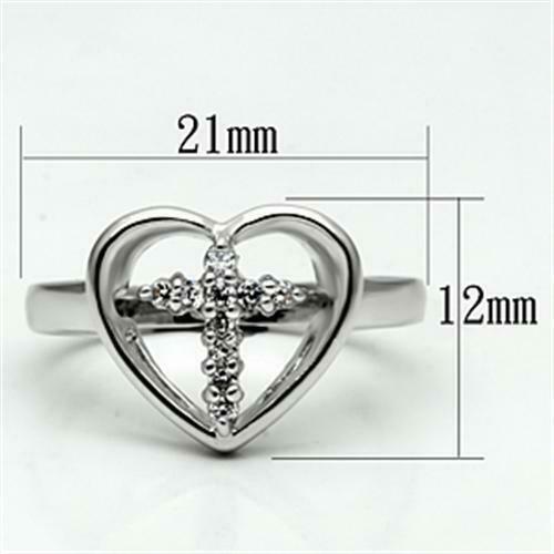 Jewellery Kingdom Simulated Diamonds Flat Ladies Elegant Pretty Hear Cross Ring Secondary image