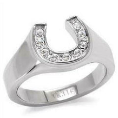 Jewellery Kingdom Simulated Diamonds Horse Shoe Unisex Stainless Steel Pave Ring - Jewelry Rings - British D'sire