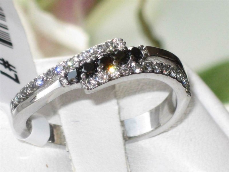Jewellery Kingdom Simulated Diamonds Jet Stainless Steel Clear Pretty Black Eternity Ring - Jewelry Rings - British D'sire Main image