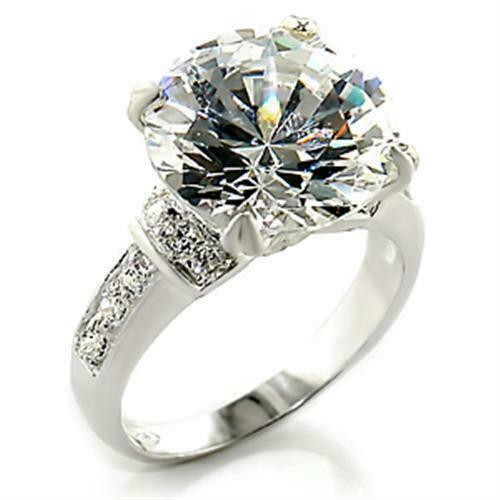 Jewellery Kingdom Simulated Diamonds Solitaire Sterling Silver Stamped Engagement Ring - Jewelry Rings - British D'sire Main image