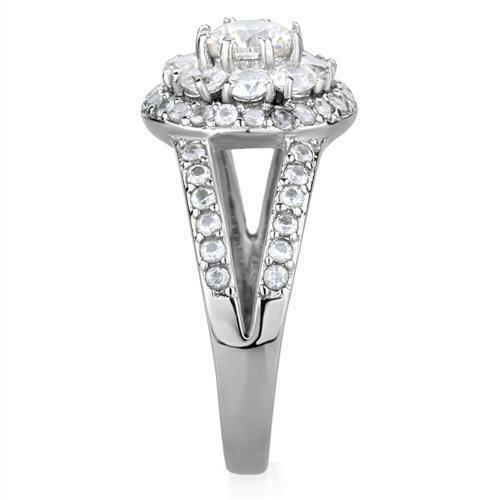 Jewellery Kingdom Simulated Diamonds Stainless Steel Flower Ladies Ring (Silver) Secondary image