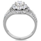 Jewellery Kingdom Simulated Diamonds Stainless Steel Flower Ladies Ring (Silver) - Jewelry Rings - British D'sire