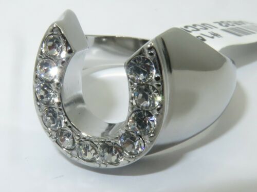 Jewellery Kingdom Simulated Diamonds Stainless Steel Signet Pinky Mens Horseshoe Ring (Silver) Secondary image