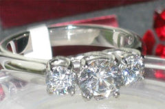 Jewellery Kingdom Simulated Diamonds Three Stone Anniversary Ladies Ring (Silver) - Jewelry Rings - British D'sire