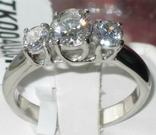 Jewellery Kingdom Simulated Diamonds Three Stone Anniversary Ladies Ring (Silver) Secondary image