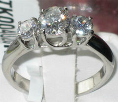Jewellery Kingdom Simulated Diamonds Three Stone Anniversary Ladies Ring (Silver) - Jewelry Rings - British D'sire