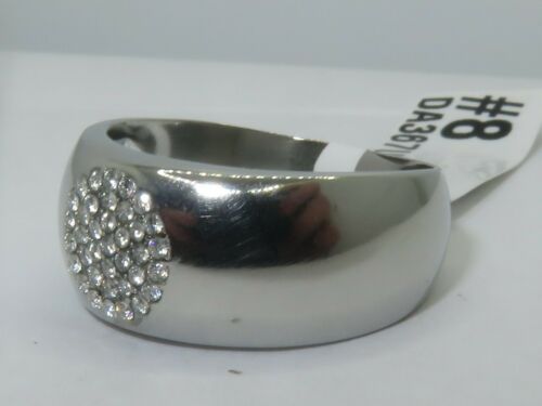 Jewellery Kingdom Simulated Diamonds Thumb Pinky Signet Steel Mens 8mm Band Ring (Silver) - Rings - British D'sire