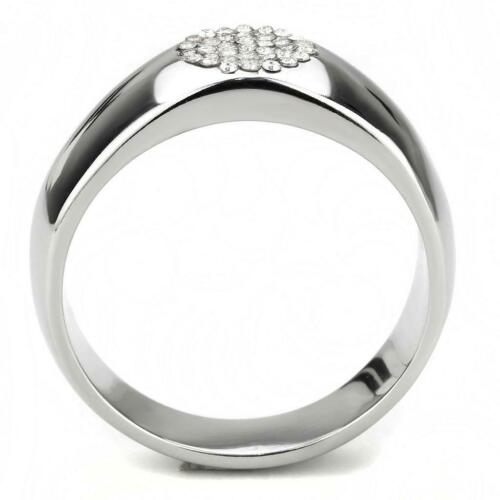 Jewellery Kingdom Simulated Diamonds Thumb Pinky Signet Steel Mens 8mm Band Ring (Silver) - Rings - British D'sire