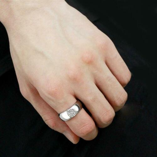 Jewellery Kingdom Simulated Diamonds Thumb Pinky Signet Steel Mens 8mm Band Ring (Silver) - Rings - British D'sire