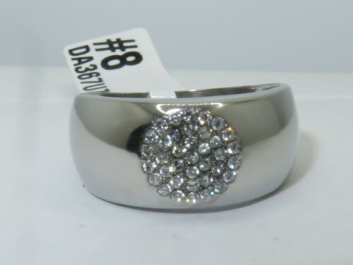 Jewellery Kingdom Simulated Diamonds Thumb Pinky Signet Steel Mens 8mm Band Ring (Silver) - Rings - British D'sire