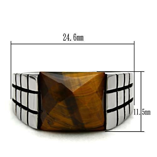 Jewellery Kingdom Smoked Quartz Mens Signet Pinky Genuine Stone Stainless Steel Ring (Brown) Secondary image