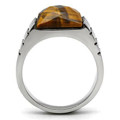 Jewellery Kingdom Smoked Quartz Mens Signet Pinky Genuine Stone Stainless Steel Ring (Brown) - Jewelry Rings - British D'sire