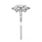 Jewellery Kingdom Snowflake Simulated Diamond Cluster Steel Ring (Silver) - Rings - British D'sire