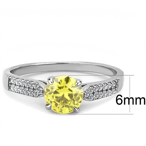Jewellery Kingdom Solitaire 2.50CT Cubic Zirconia Yellow Stainless Steel Ladies Citrine Ring(Silver) - Jewelry Rings - British D'sire
