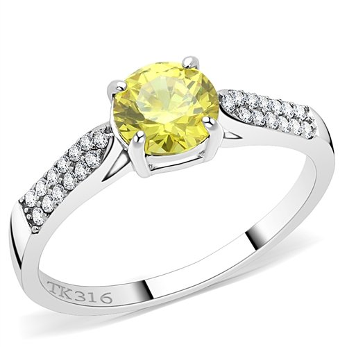 Jewellery Kingdom Solitaire 2.50CT Cubic Zirconia Yellow Stainless Steel Ladies Citrine Ring(Silver) - Jewelry Rings - British D'sire Main image