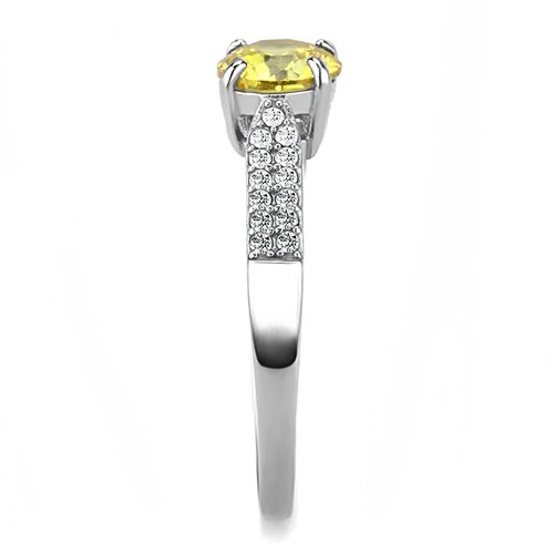 Jewellery Kingdom Solitaire 2.50CT Cubic Zirconia Yellow Stainless Steel Ladies Citrine Ring(Silver) - Jewelry Rings - British D'sire