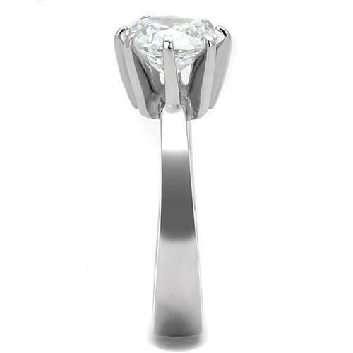 Jewellery Kingdom Solitaire 35ct Stainless Steel Cubic Zirconia Engagement Ring (Silver) - Jewelry Rings - British D'sire Main image