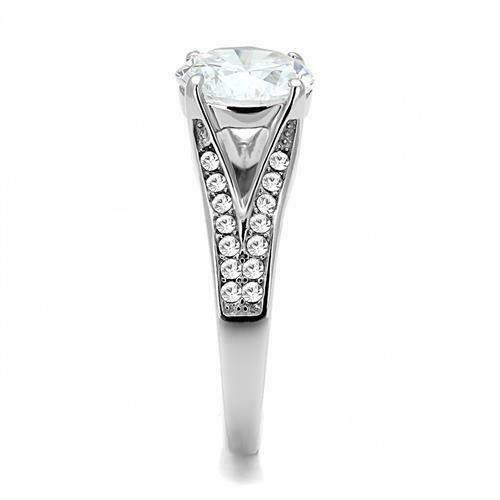 Jewellery Kingdom Solitaire Accents Cubic Zirconia 3 CT Stainless Steel Ladies Engagement Silver Ring - Jewelry Rings - British D'sire
