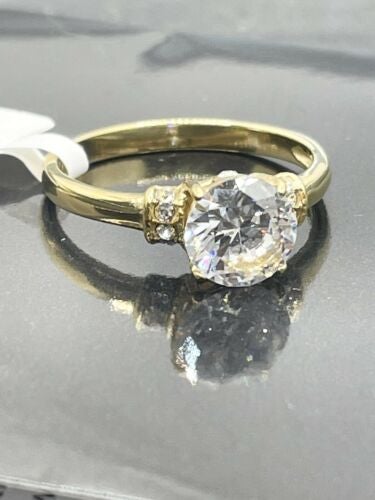 Jewellery Kingdom Solitaire Accents Cubic Zirconia Engagement Ladies Ring (Gold) - Jewelry Rings - British D'sire