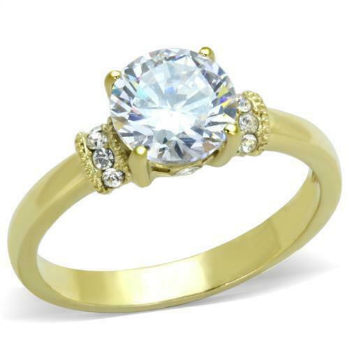 Jewellery Kingdom Solitaire Accents Cubic Zirconia Engagement Ladies Ring (Gold) - Jewelry Rings - British D'sire