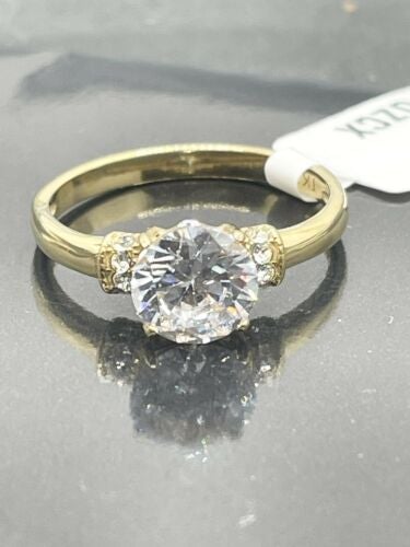 Jewellery Kingdom Solitaire Accents Cubic Zirconia Engagement Ladies Ring (Gold) - Jewelry Rings - British D'sire