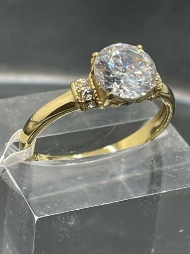 Jewellery Kingdom Solitaire Accents Cubic Zirconia Engagement Ladies Ring (Gold) - Jewelry Rings - British D'sire