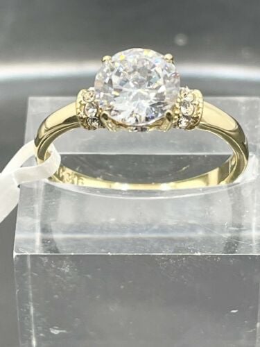Jewellery Kingdom Solitaire Accents Cubic Zirconia Engagement Ladies Ring (Gold) - Jewelry Rings - British D'sire