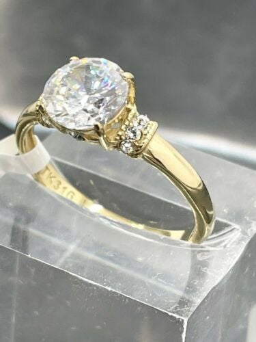 Jewellery Kingdom Solitaire Accents Cubic Zirconia Engagement Ladies Ring (Gold) - Jewelry Rings - British D'sire