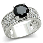 Jewellery Kingdom Solitaire Accents Cubic Zirconia Rhodium Wide Band Ladies Ring Silver & Black) - Jewelry Rings - British D'sire