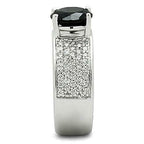 Jewellery Kingdom Solitaire Accents Cubic Zirconia Rhodium Wide Band Ladies Ring Silver & Black) - Jewelry Rings - British D'sire