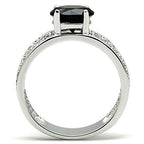 Jewellery Kingdom Solitaire Accents Cubic Zirconia Rhodium Wide Band Ladies Ring Silver & Black) - Jewelry Rings - British D'sire